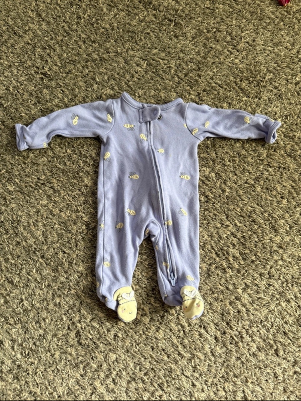 Carter's Lavender Footed One-Piece with Yellow Bee Motif